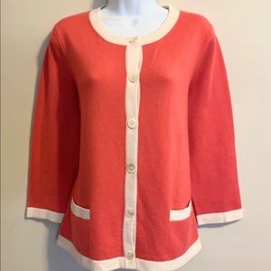 TALBOTS 100% Cashmere Pink Cardigan Sweater Large
